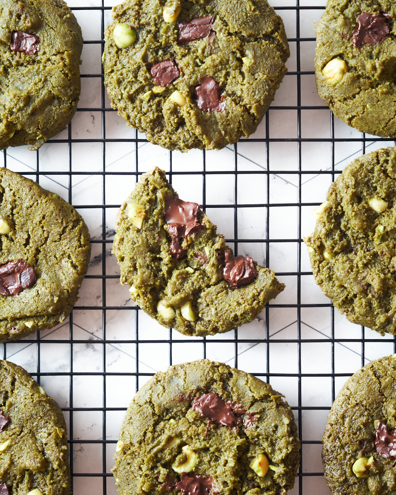 Matcha Hazelnut Chocolate Cookies