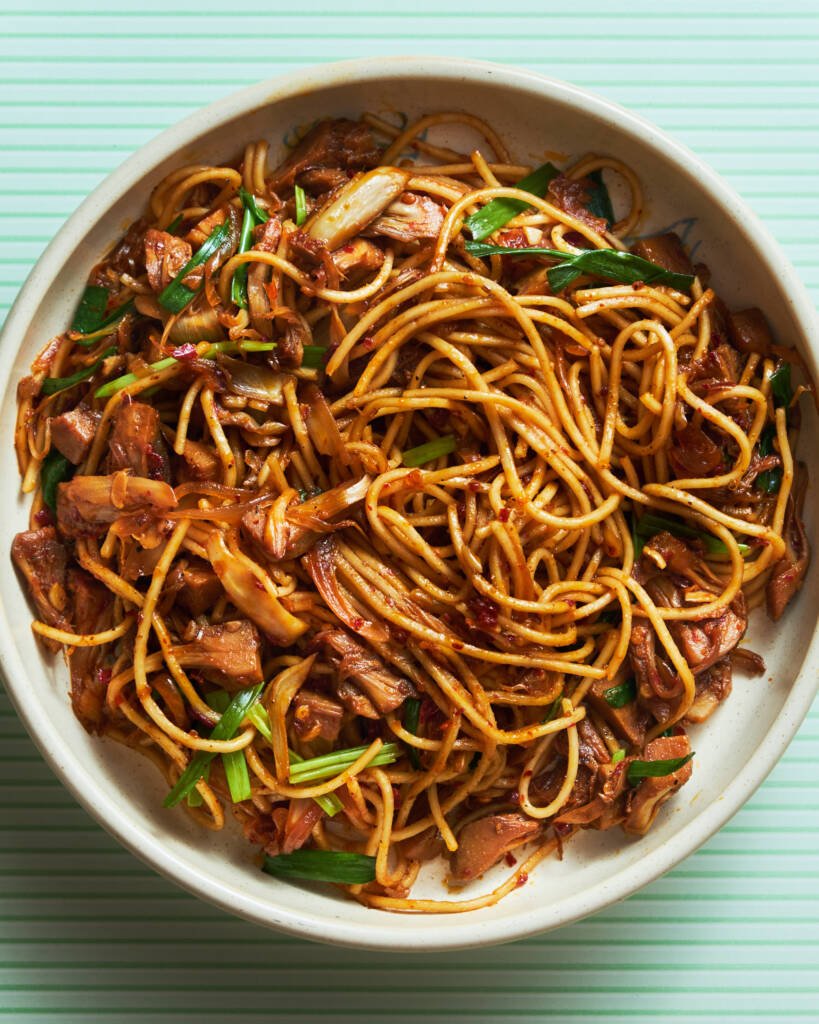 Chili Garlic Jackfruit Noodles Vegan Recipe
