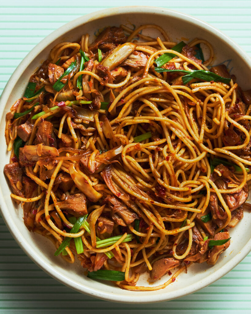 Chili Garlic Jackfruit Noodles Recipe Featured Image