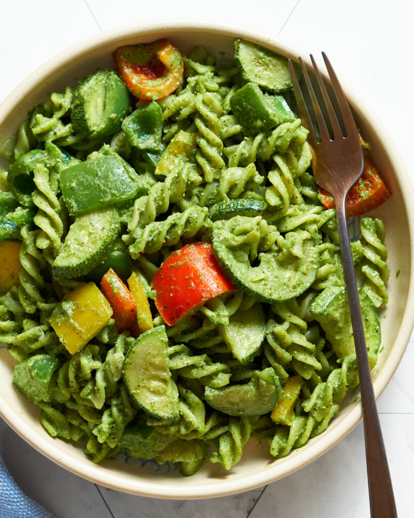 Basil Cilantro Pesto Pasta Recipe Featured Image